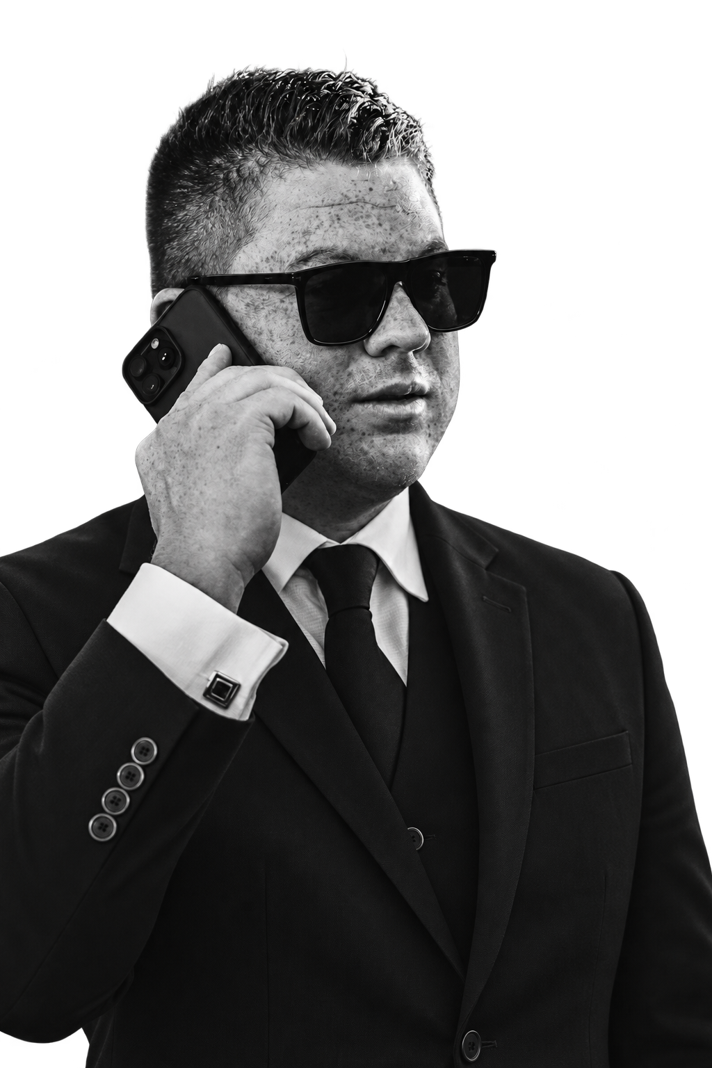 Drew Armenta taking a phone call